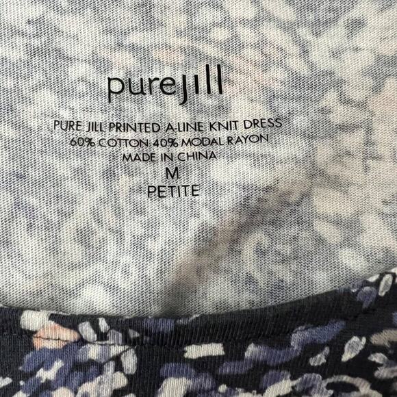 PureJill Women's Knit Casual A-Line Dress Taupe & Cream Petite Size M - Picture 9 of 10